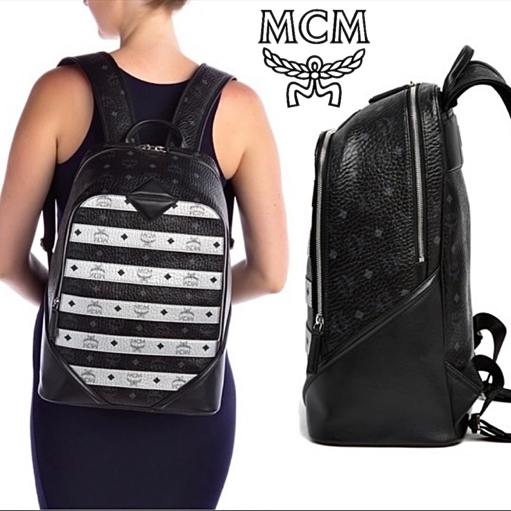 NWT MCM Large Leather Logo Backpack